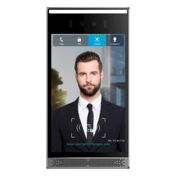 Videoportero IP / Pantalla Táctil IPS 8" / Reconocimiento Facial 10,000 Rostros / Cámara 2MP Lente Dual / 7 Métodos de Acceso / BLE + Wiegand / IP66 IK07 / PoE