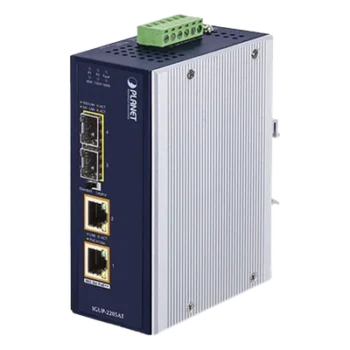 Convertidor de Medios Industrial / 2 SFP 100/1000X / 2 RJ45 10/100/1000T / PoE++ 802.3bt / 95W por puerto / -40 a 75 °C / IP30 / 12-56V CC