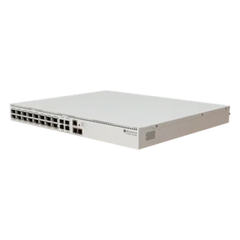Switch Empresarial / 16 Puertos QSFP28 100 Gbps / 4 Puertos SFP28 25 Gbps / 2 Puertos Ethernet 10 Gbps / CPU ARM 4 Núcleos 2 GHz / 4 GB RAM DDR4 / RouterOS v7