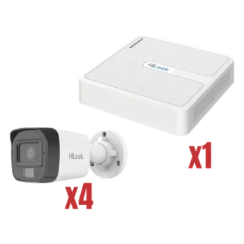 Kit de Videovigilancia IP / 4 Megapixel / NVR 4 Canales PoE / 4 Cámaras Bala / Dual Light / Audio / H.265+