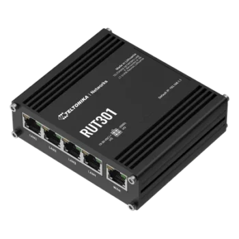 Router Industrial / 5 Puertos Ethernet 10/100 Mbps / VPN y Firewall Integrados / 2 I/O Digitales / RutOS / RMS / -40°C a 75°C