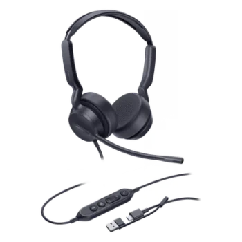 Auriculares Profesionales USB / Cancelación de Ruido con IA / Altavoz 35 mm / Certificado Microsoft Teams / USB-C con Adaptador USB-A / Diseño Ergonómico Binaural
