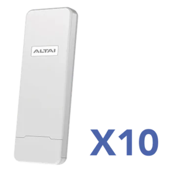 Kit Punto de Acceso Wi-Fi / 10 Unidades / 300 Mbps / Cobertura 800 m (2624.7 ft) / 128 Clientes Concurrentes / IP55 / MIMO 2x2