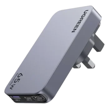 Cargador Rápido GaN / 65W / 3 Puertos / PD 3.0 / PPS / QC 4.0 / 100-240V