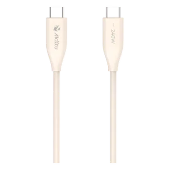 Cable de Carga USB-C a C / 240W / 1.5 m (4.92 ft) / GaN / Transferencia 480 Mbps / Silicona Anti-Enredos / Conectores Aluminio