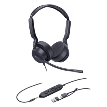 Auricular USB Profesional / Cancelación de Ruido AI / Altavoz 35 mm / USB-C con Adaptador USB-A / Conector 3.5 mm / Compatible Windows y macOS