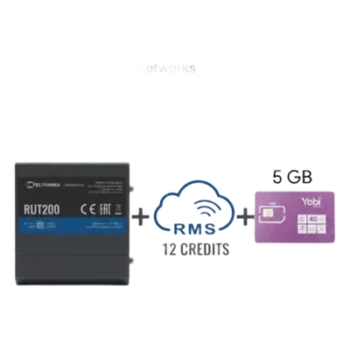 Router Industrial 4G LTE / Cat 4 150 Mbps / Wi-Fi 2.4 GHz / -40°C a 75°C / Gestión RMS / Kit con SIM 5GB/Mes Año