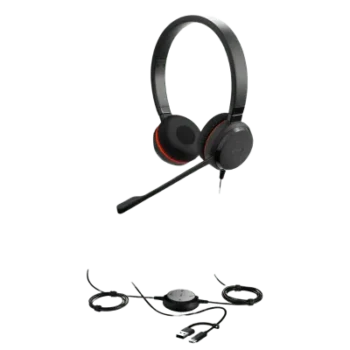 Auricular Profesional UC / Cancelación de Ruido Avanzada / Conexión Dual USB-C/A y 3.5 mm / Micrófono con Supresión de Ruido de Fondo / Controlador en Cable con LED / Almohadillas para Uso Prolongado