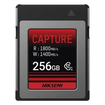 Memoria CFexpress Tipo B / 256 GB / Lectura 1800 MB/s / Escritura 1400 MB/s / PCIe Gen 3×2 / 8K RAW / -10 °C a 70 °C