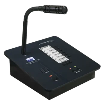Consola de Avisos Multizona IP / Audio 16 bits 44.1 kHz / Display Tinta Electrónica / Micrófono Electret / 6 Teclas Directas / Grabación de Mensajes