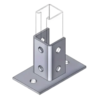 Base de Montaje Cuadrada / 4 Perforaciones / Acero Galvanizado / Perfil Sencillo Industrial