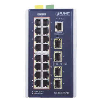 Switch Industrial Capa 3 PoE+ / 16 Puertos 10/100/1000T / 4 Puertos SFP 1G/2.5G / -40°C a 75°C / IP30