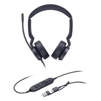 Auriculares USB con Cable / Cancelación de Ruido IA / Altavoz 35 mm / USB-C con Adaptador USB-A / Compatible Microsoft Teams