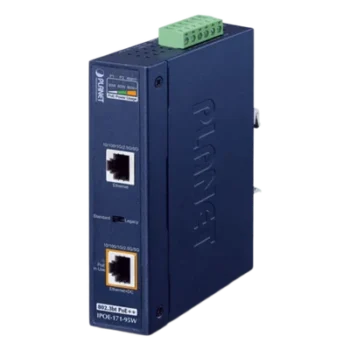 Inyector PoE++ Industrial / 95W / 2 Puertos RJ45 / Multi-Gigabit 5Gbps / -40 a 75°C / IP30 / Riel DIN o Pared