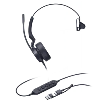 Auriculares Mono USB / Cancelación de Ruido AI Dual-Mic / Altavoz 35 mm / USB-C con Adaptador A / Indicador de Ocupado / Microsoft Teams