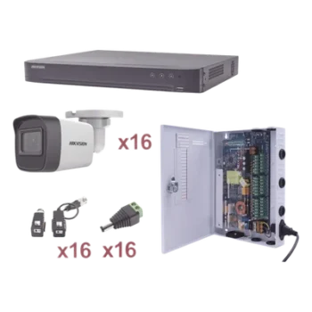 Kit TurboHD / 16 Canales / 1080p / 16 Cámaras Bala / IR 30 m (98.4 ft) / Transceptores UTP / Fuente Profesional