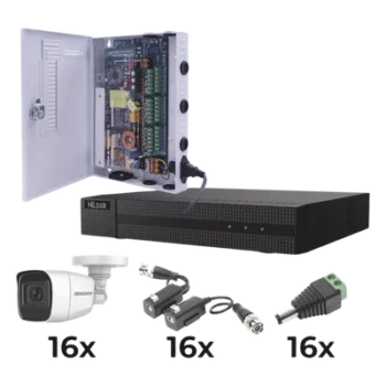 Kit de Videovigilancia TurboHD / DVR 16 Canales / 16 Cámaras Bala 1080p / Audio por Coaxitron / IR 25 m (82 ft) / Fuente de Poder 20A