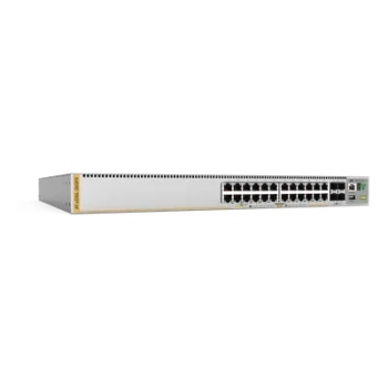 Switch / Capa 3 / 24 puertos Gbps / 4 puertos SFP+ 10G / PoE+ 740W / Stacking 8 unidades / Doble PSU redundante