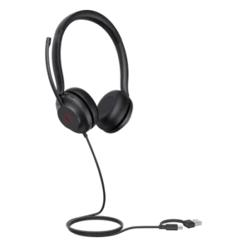 Diadema USB Profesional / Cancelación de Ruido 60% / Altavoz 35 mm / Micrófono Dual / Luz de Ocupado / Diseño Ergonómico