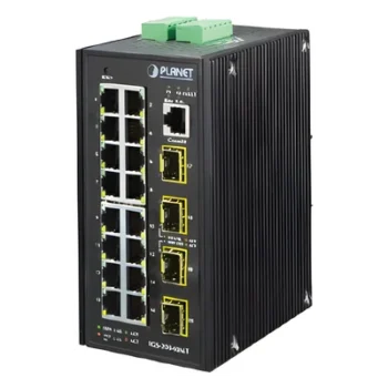 Switch Administrable Industrial / 16 Puertos Gigabit RJ45 / 4 SFP / -40°C a 75°C / IP30 / Fuente Redundante 12-48V DC