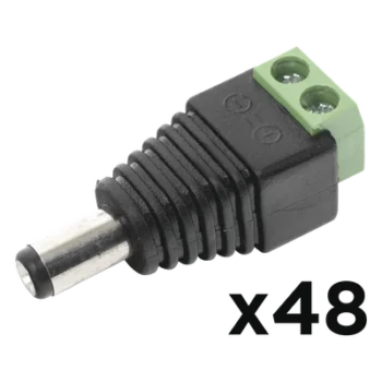 Kit de Conectores Macho / Alimentación 12 Vcc / Jack 3.5 mm Polarizado / 48 Piezas / 0.18 ft Largo