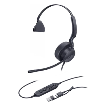 Auricular USB Profesional / Cancelación de Ruido con IA / Altavoz 35 mm con EQ Dinámico / USB-C con Adaptador USB-A / Control Integrado de Llamadas