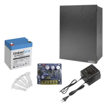 Kit Fuente de Poder con Batería de Respaldo / 12 VCC 4 A / Batería AGM 12 V 5.5 Ah / Transformador 16-24 VCA / Gabinete Interior