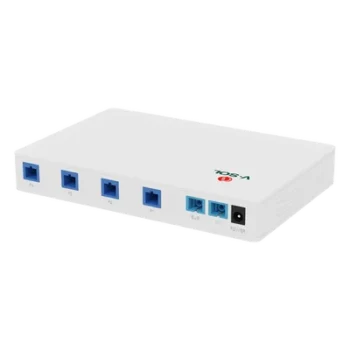 Splitter Activo 1x4 para Alimentación de 4 Dispositivos POF, 1 Puerto de cascadeo para continuidad, puertos SC/UPC