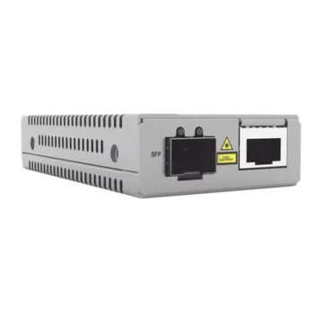 Convertidor de medios SFP+ a 10G RJ45 / Baja latencia 802.1Q / Paquetes jumbo 10 KB / Diseño compacto / Alimentación 12 VCC / TAA