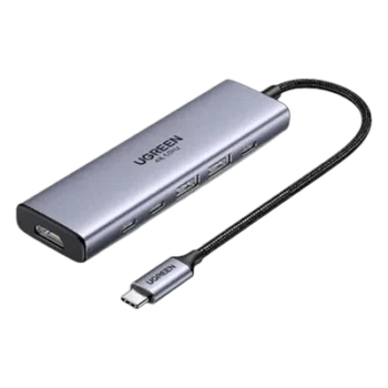 Hub USB-C 6 en 1 / HDMI 4K@60Hz / 4x USB 3.2 Gen 2 10 Gbps / PD 100W / Aluminio / 20 cm