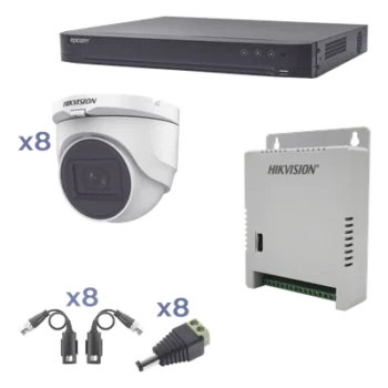 Kit de Videovigilancia TurboHD / DVR 8 Canales / 8 Cámaras Turret / 2.8 mm / 106° / IR 30 m (98.4 ft) / Audio Bidireccional / Reconocimiento Facial