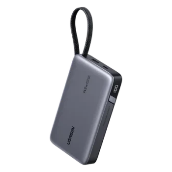 Power Bank / 20000mAh / 72Wh / Carga Rápida 100W PD 3.0 / Salida Múltiple 145W / Cable USB-C Integrado / Compacto 139x80x27 mm