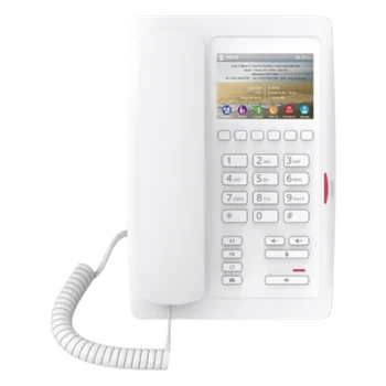 Teléfono IP para Hotelería / Pantalla LCD 3.5" / 6 Teclas Programables / PoE 802.3af / Dual Ethernet 10/100 Mbps / Modo Puente PC