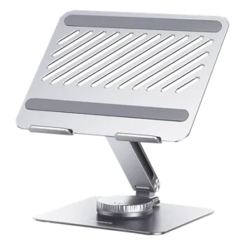 Soporte Giratorio para Laptop / Rotación 360° con Bloqueo / Aluminio / Carga 5 kg / 10 a 17.3" / Altura y Ángulo Ajustable / Plegable