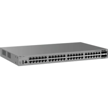 Switch Gigabit PoE+ 48 Puertos / 4 Puertos SFP+ 10GE / Capacidad de Conmutación 176 Gbps / Tasa de Reenvío 130.944 Mpps / PoE 370 W / Capa 3 / VSU / Ventilación Forzada / 1 RU / Línea Cybrey