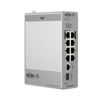 Switch Industrial PoE / 8 Puertos Gigabit PoE / 270W Budget / Uplink SFP / DIN-Rail / -30°C a 65°C / Fanless