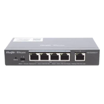 Switch Administrable PoE / 5 Puertos Gigabit / 4 Puertos PoE 802.3af/at / 54 W / Capacidad 10 Gbps / Gestión Cloud / Sin Ventilador