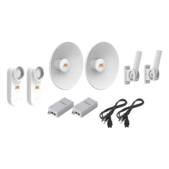 Kit de 2 radios C5X / Con antena N5-X25-2PACK (25 dBi) / Frecuencia extendida (4.9 a 6.4 GHz) / Incluye inyector POE / cable de alimentación y 2 FLEXIMOUNT-XL de / Ideal para hasta 10 km