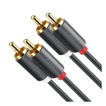 Cable de Audio 2 RCA Macho a 2 RCA Macho / 3 Metros (9.84 Pies) / Cobre Sin Oxígeno / Conectores Chapados en Oro 24K / Doble Blindaje / Color Negro