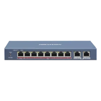 Switch PoE+ / No Administrable / 7 Puertos 10/100 Mbps 802.3 af/at (30 W) / 1 Puerto 10/100 Mbps Hi-PoE (90 W) / 2 Puertos 1000 Mbps Uplink / Modo Extendido hasta 300 Metros / 110 Watts