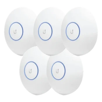 Paquete de 5 Access Point UniFi de largo alcance, Doble banda 802.11ac MIMO2X2 para interior, PoE 802.3af, soporta 250 clientes, hasta 867 Mbps, Los equipos no incluyen poe se sugiere comprar aparte el modelo POE-24-12W-G