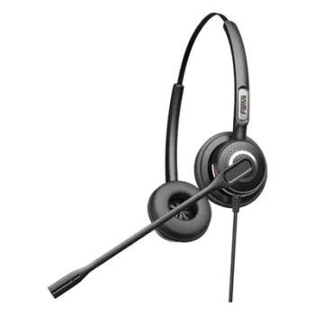Diadema binaudal (duo) con tecnología antishock para teléfonos IP FANVIL y Polycom con micrófono de cancelación de ruido, larga durabilidad