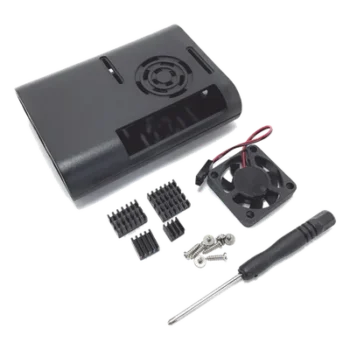 Kit Gabinete para Raspberry Pi 4 / Plástico ABS / Ventilador 30.4 mm / 3 Disipadores Aluminio / Herramientas Incluidas