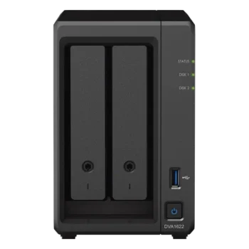 NVR Deep Learning / 2 Bahías / Intel Celeron Quad-Core 2.7 GHz / 6GB DDR4 / HDMI 4K / 1GbE Link Aggregation / Compacto 166 x 106 x 223 mm