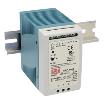 Fuente de Poder Riel DIN / 100W / Salida Dual 13.8V CC / Cargador de Batería Integrado / 87% Eficiencia / Convección Natural