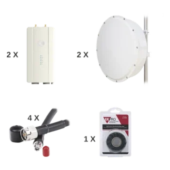 Enlace completo de 2 radios FORCE400C con antenas TXP-4965-30PB2-KIT (30 dBi), rango de frecuencia extendida (4.9 a 6.2 GHz)
