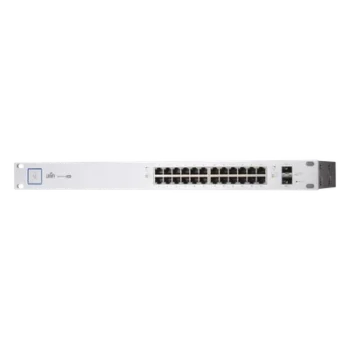 Switch PoE UniFi capa 2 Administrable de 26 puertos Gigabit (24 eth PoE y 2 SFP) 802.3 af/at / Pasivo 24V, 500 Watts, throughput de 38.69 Mpps