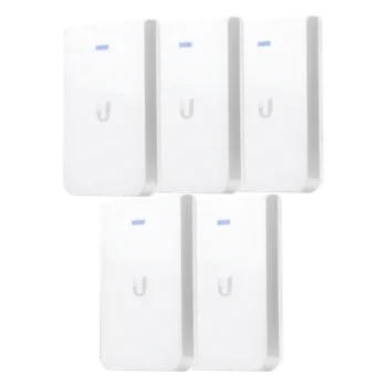5 Access Point UniFI doble banda, cobertura 180°, MIMO 2x2 de pared para habitaciones de hotel.