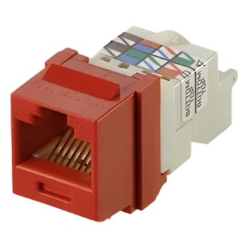 Conector Jack Estilo TP, Tipo Keystone, Categoría 6, de 8 posiciones y 8 cables, Color Rojo