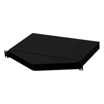 Panel de Distribución de Fibra Óptica, Acepta 4 Casetes QuickNet o Placas FAP/FMP con Panel CFAPPBL1A (No Incluido), Bandeja Fija, Angulado, Hasta 96 Fibras, Color Negro, 1UR